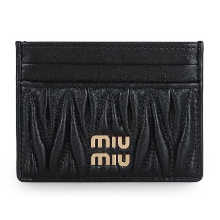 24 S/S 미우미우 여성 마테라세 골드 로고 카드 지갑(블랙) 5MC076 2FPP F0002