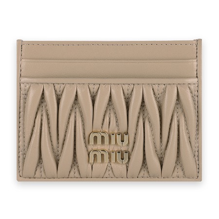 24 S/S 미우미우 여성 마테라세 골드 로고 카드 지갑(베이지) 5MC076 2FPP F0036
